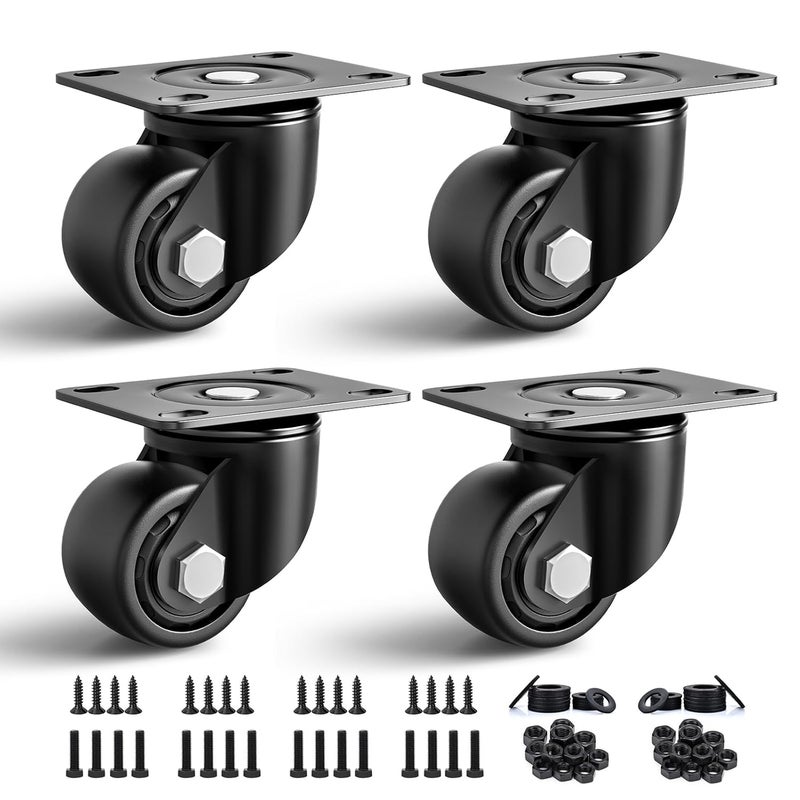 ANDUTEES 3 Inch Caster Wheels Set of 4, Heavy Duty Casters Load 4400lbs, Low Gravity Centere Industrial Swivel Casters, Plat Caster for Furniture and Workbench - Image 1